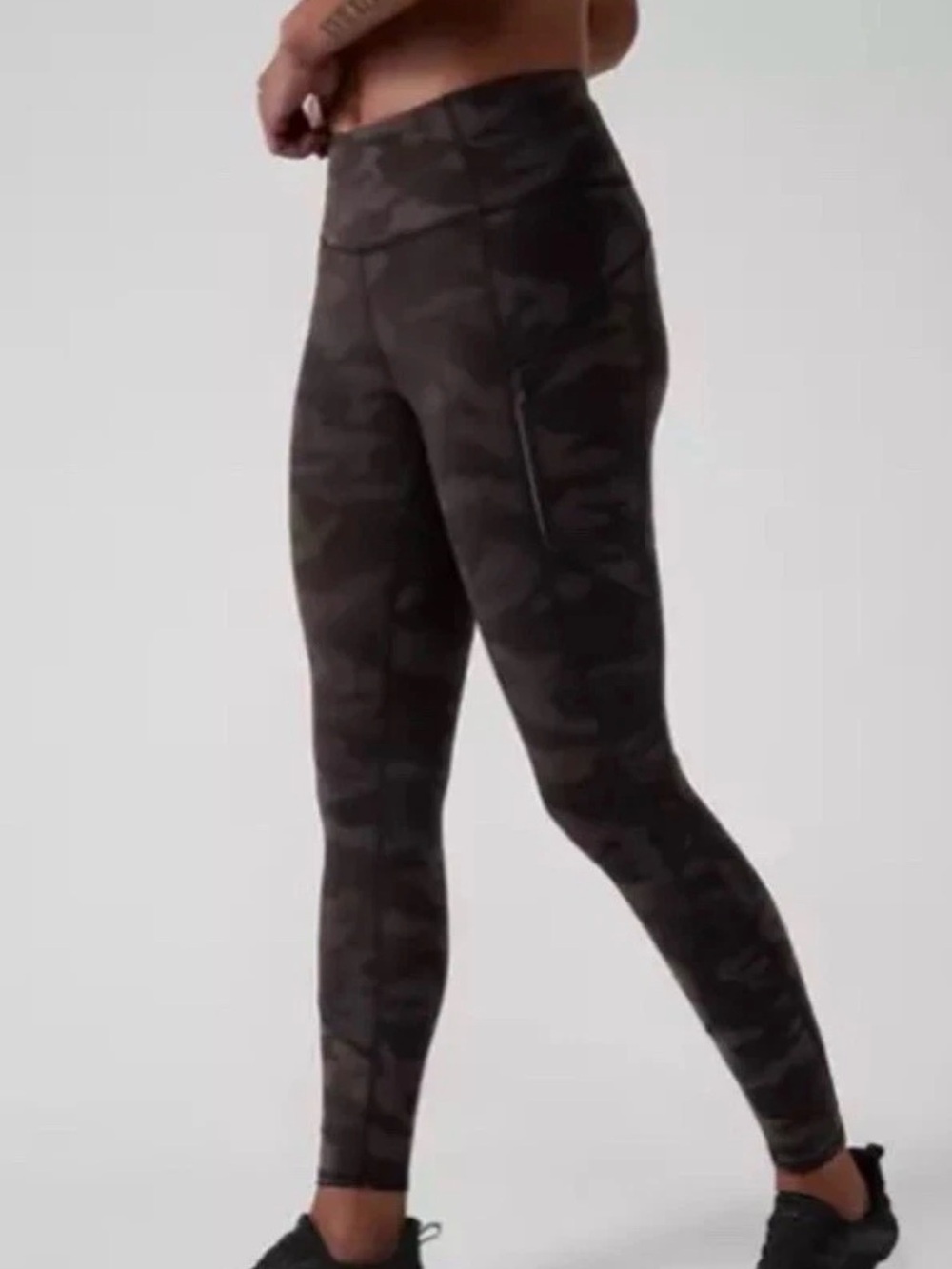 Athleta Camo High-Waist Athletic Leggings - Dark Grey/Black